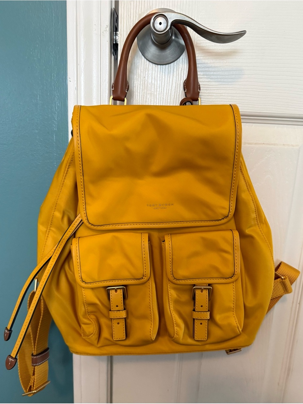 Tory Burch yellow backpack